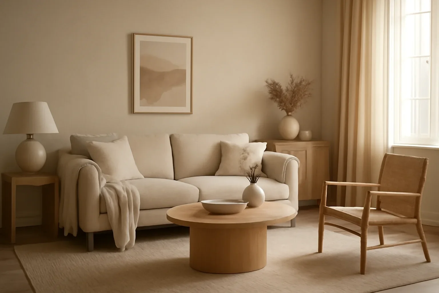 About concept shown in a warm, thoughtfully layered interior.