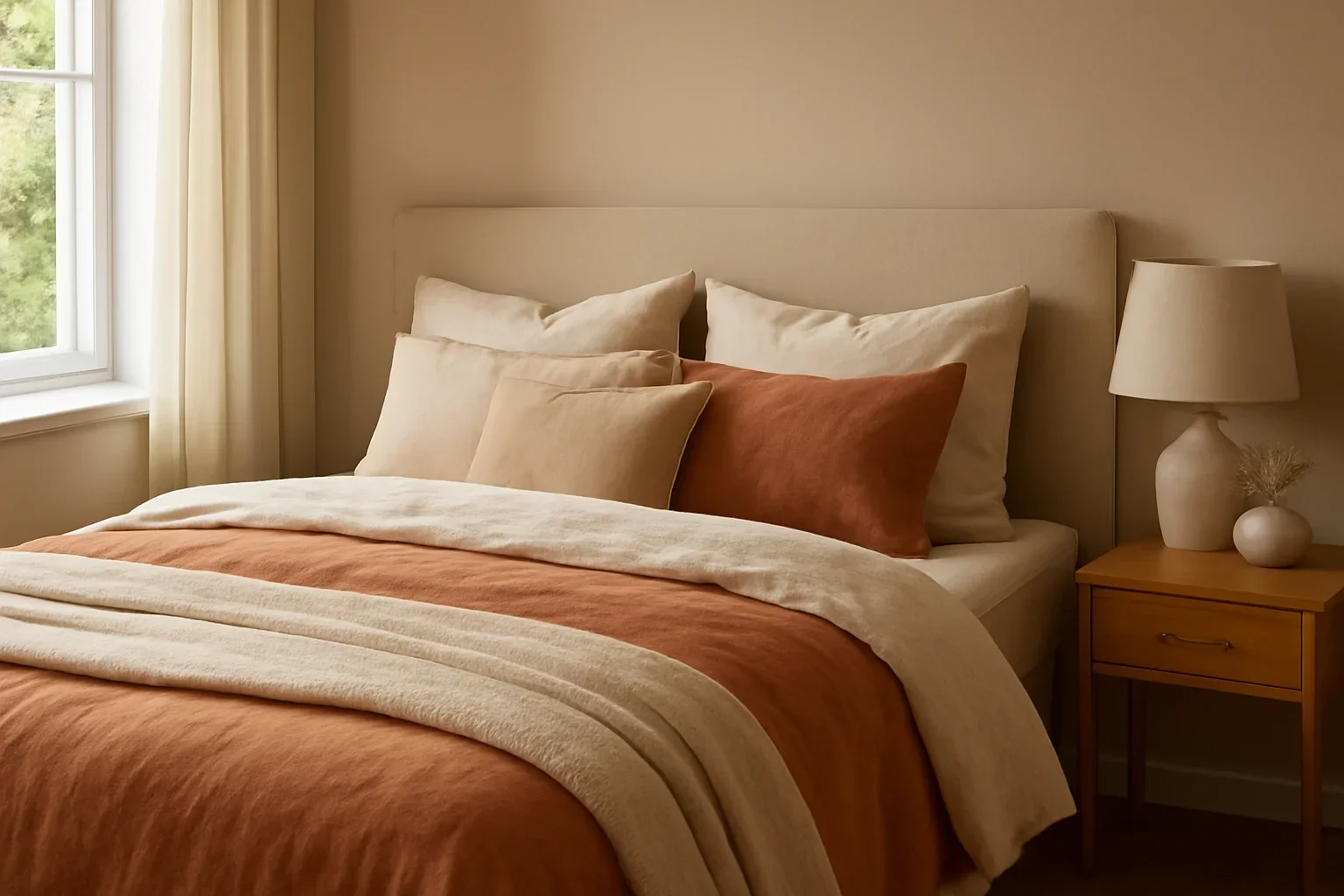Bedroom Bedding Combinations: Designer Tricks concept shown in a warm, thoughtfully layered interior.