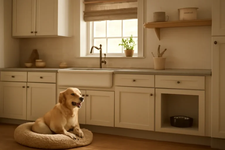 How to Design a Pet-Friendly Kitchen concept shown in a warm, thoughtfully layered interior.