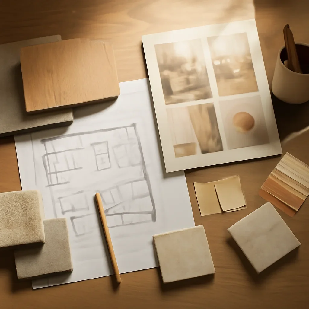 Design planning materials and selections arranged for a interior design quotes that actually teach something project.