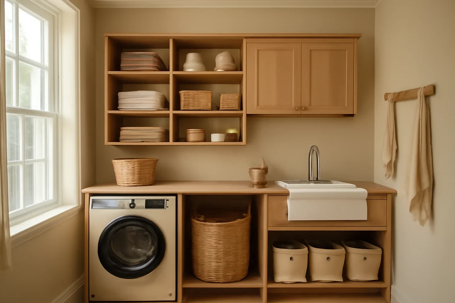 Laundry Room Design Ideas That Add Storage concept shown in a warm, thoughtfully layered interior.
