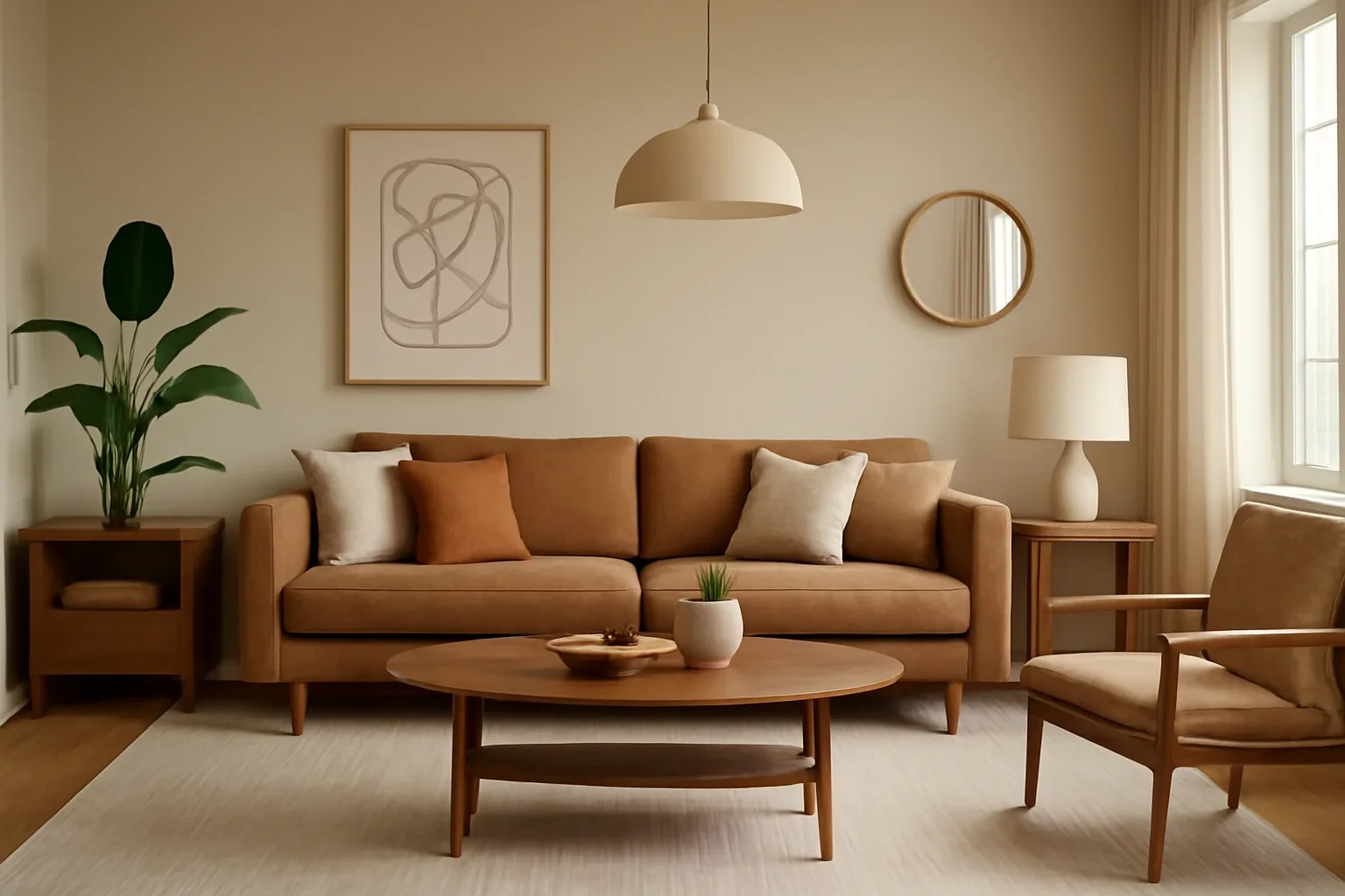 Mid-Century Modern Living Room Ideas concept shown in a warm, thoughtfully layered interior.