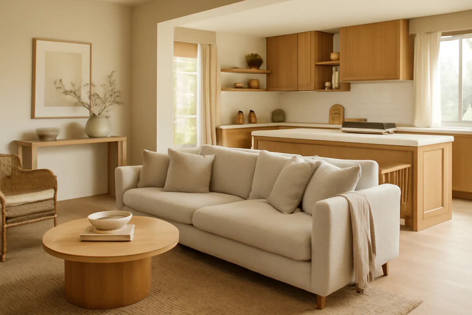 Open Concept Kitchen and Living Room Layout Ideas concept shown in a warm, thoughtfully layered interior.