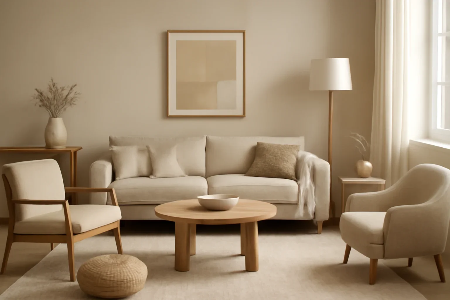 Furniture Layout concept shown in a warm, thoughtfully layered interior.