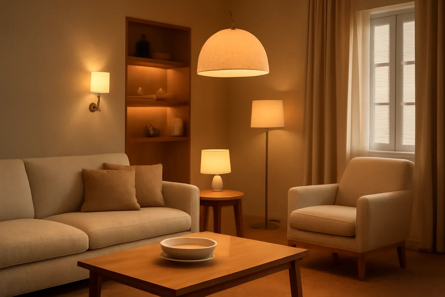 Lighting Design concept shown in a warm, thoughtfully layered interior.