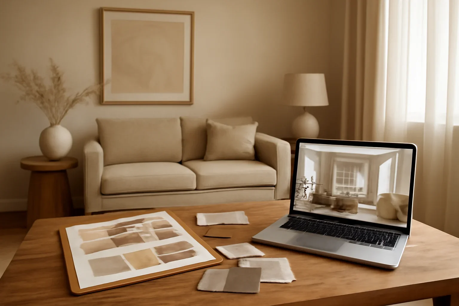 Virtual Interior Design concept shown in a warm, thoughtfully layered interior.