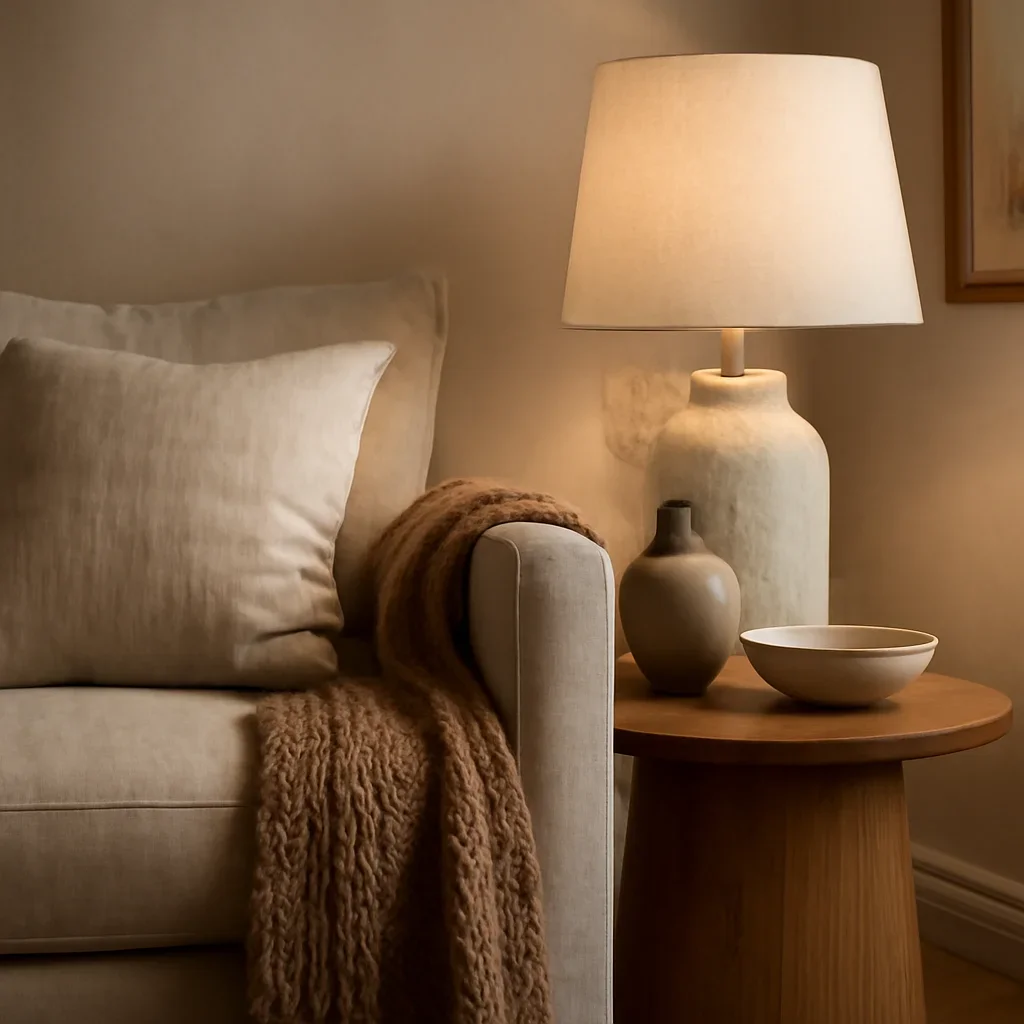 Close-up interior styling details that reflect the finish and mood of online interior design.
