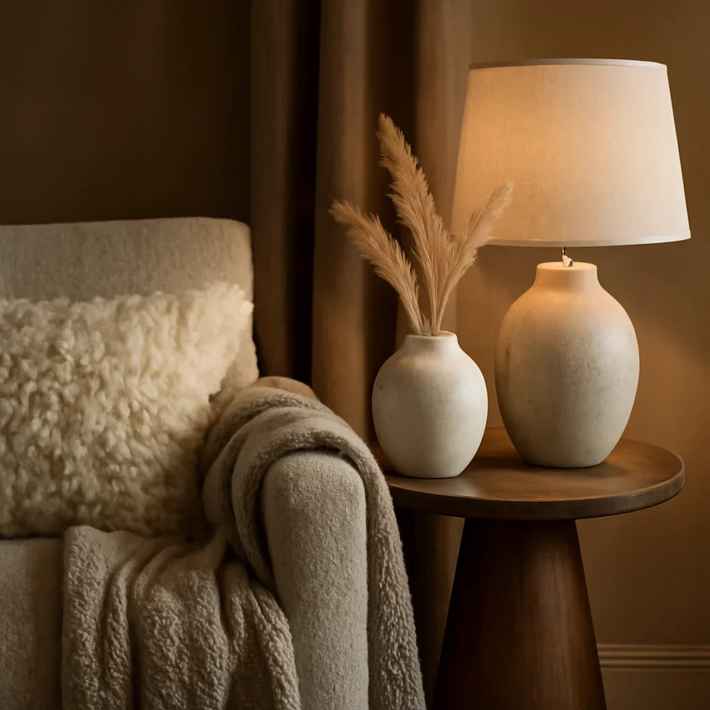 Close-up interior styling details that reflect the finish and mood of pricing.