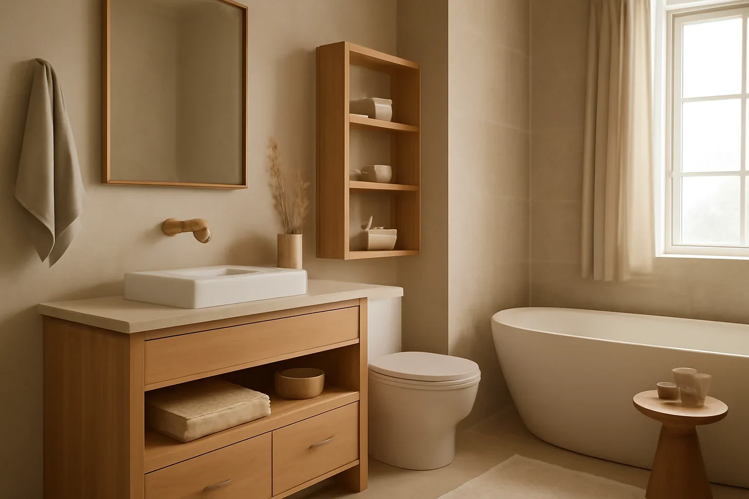 Bathroom Interior Design concept shown in a warm, thoughtfully layered interior.