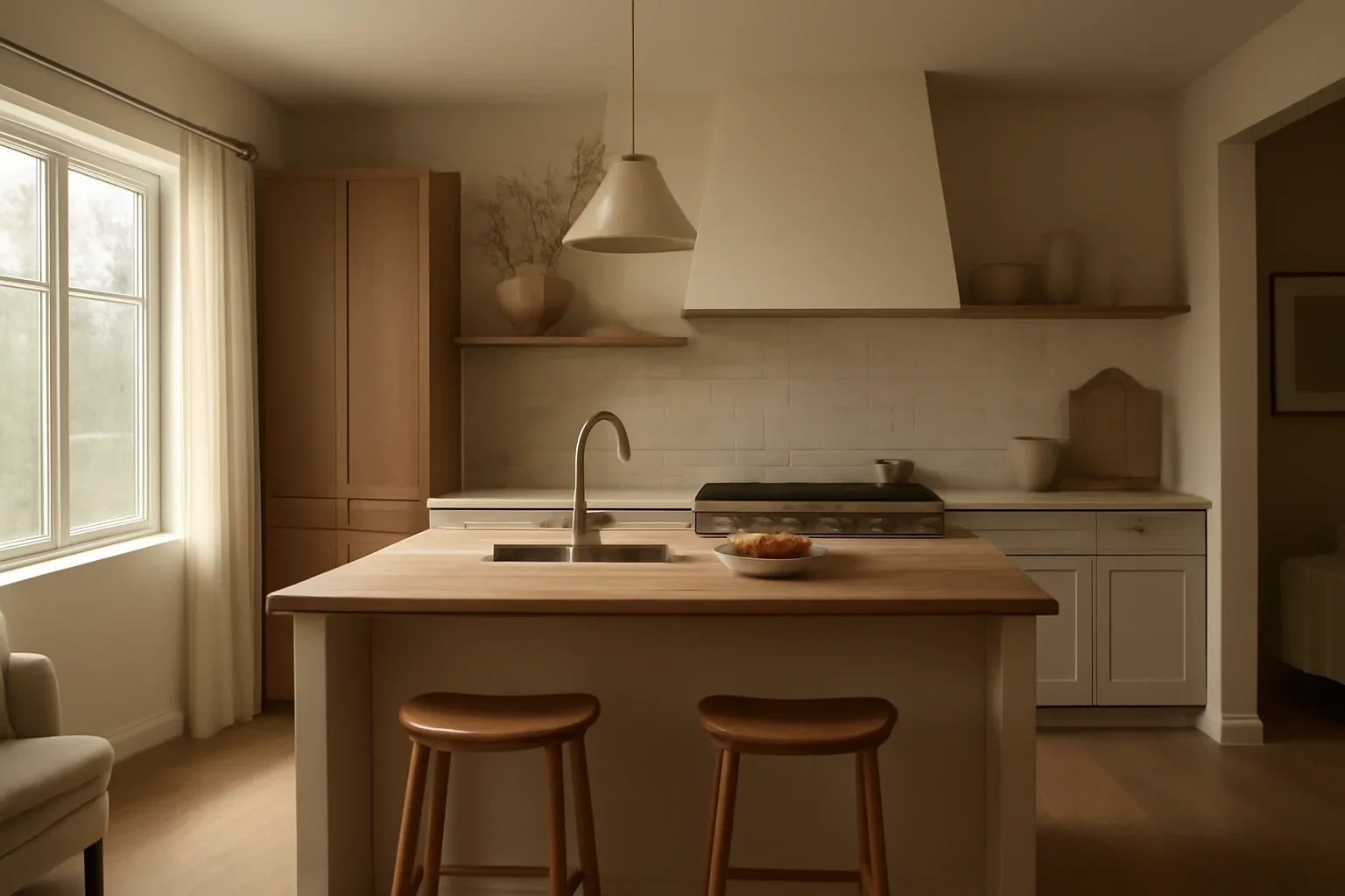 Kitchen Interior Design concept shown in a warm, thoughtfully layered interior.