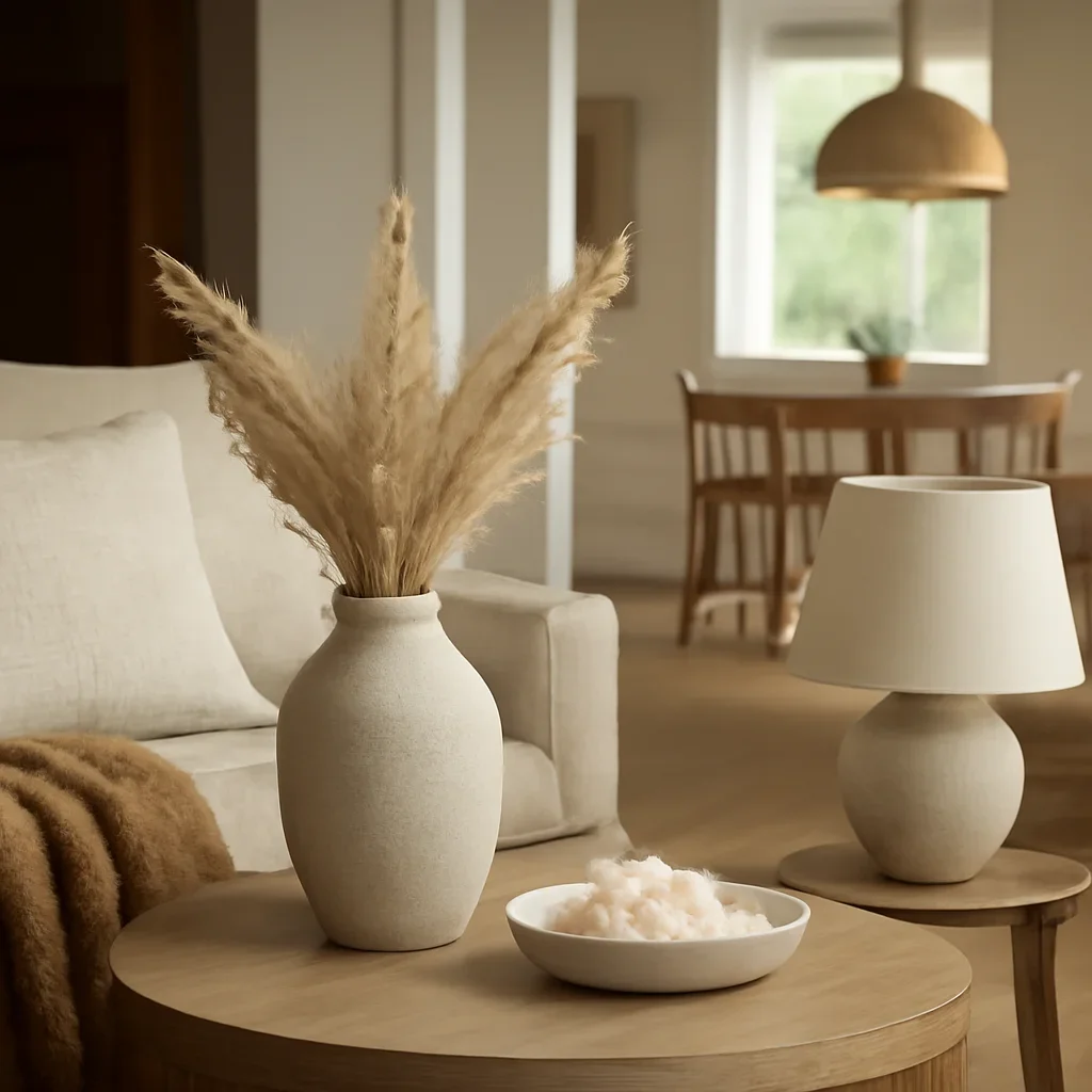 Close-up interior styling details that reflect the finish and mood of open concept layout design.
