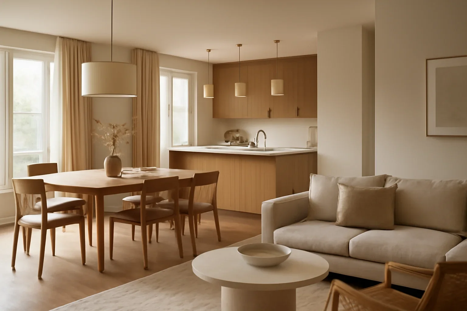 Open Concept Layout Design concept shown in a warm, thoughtfully layered interior.