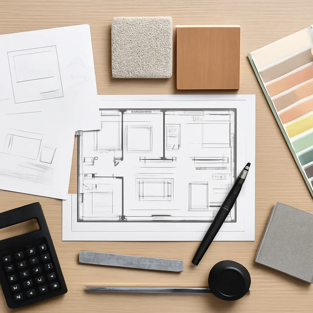 Interior design process tools used to shape a clear solutions plan.