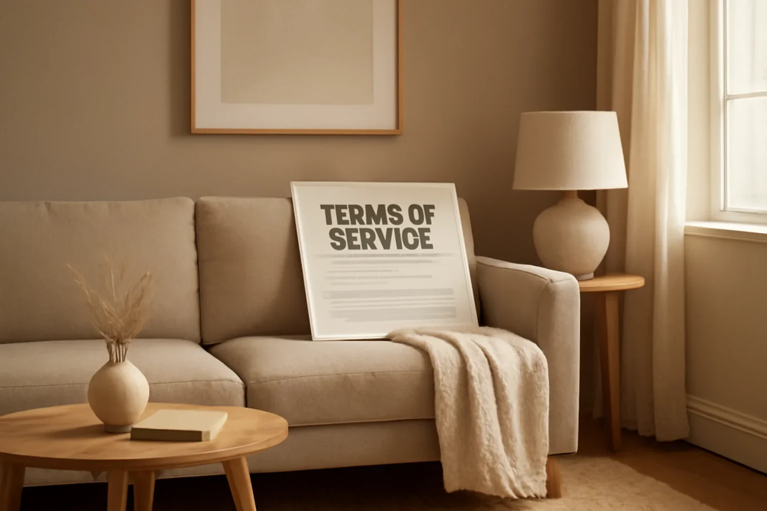 Terms of Service concept shown in a warm, thoughtfully layered interior.